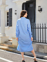 Load image into Gallery viewer, Long Sleeve Side Slit Midi Shirt Dresss
