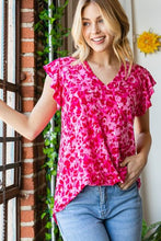 Load image into Gallery viewer, Heimish Full Size Printed Ruffle Cap Sleeve Top
