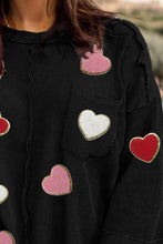Load image into Gallery viewer, Plus Size Exposed Seam Heart Dropped Shoulder Sweatshirt
