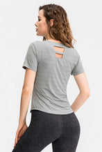 Load image into Gallery viewer, Breathable Cutout Curved Hem Tee Shirt

