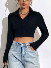 Load image into Gallery viewer, Button Up Collared Neck Long Sleeve Blouse
