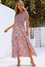 Load image into Gallery viewer, Floral Crisscross Smocked Off-Shoulder Dress
