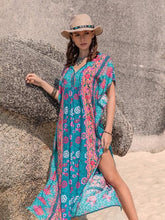 Load image into Gallery viewer, Printed Tie Neck Short Sleeve Dress
