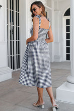 Load image into Gallery viewer, Plaid Frill Trim Tie Shoulder Dress
