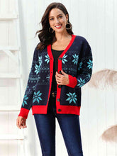 Load image into Gallery viewer, Snowflake Pattern Button Down Cardigan
