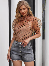 Load image into Gallery viewer, Polka Dot Tie-Neck Top
