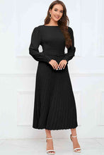 Load image into Gallery viewer, Round Neck Flounce Sleeve Pleated Dress
