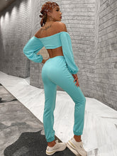 Load image into Gallery viewer, Exposed Seam Cropped Top and Joggers Set
