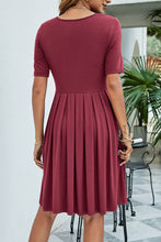 Load image into Gallery viewer, V-Neck Pleated Knee-Length Dress
