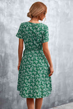 Load image into Gallery viewer, Floral Surplice Neck Flutter Sleeve Dress
