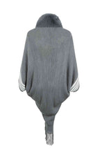 Load image into Gallery viewer, Striped Fringe Detail Long Sleeve Poncho
