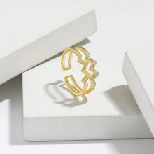 Load image into Gallery viewer, Wave Shape Inlaid Zircon Open Ring
