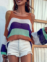 Load image into Gallery viewer, Striped Cold-Shoulder Sweater
