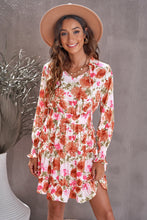 Load image into Gallery viewer, Floral Smocked Tie-Neck Frill Trim Dress
