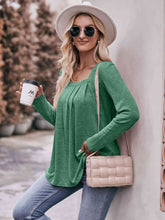 Load image into Gallery viewer, Double Take Pleated Detail Curved Hem Long Sleeve Top
