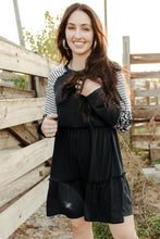 Load image into Gallery viewer, Mixed Print Frill Trim  Long Sleeve Dress
