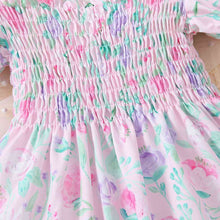 Load image into Gallery viewer, Baby Girl Floral Ruffle Trim Smocked Dress
