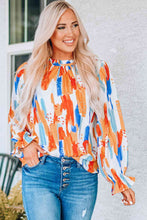 Load image into Gallery viewer, Paint Print Ruffle Collar Flounce Sleeve Top
