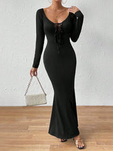 Load image into Gallery viewer, Backless Tied Long Sleeve Wrap Dress

