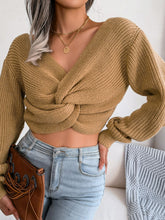 Load image into Gallery viewer, Twisted Front Long Sleeve Cropped Sweater
