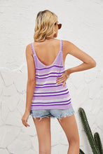 Load image into Gallery viewer, Striped Eyelet Sleeveless Knit Top
