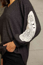 Load image into Gallery viewer, Sew In Love Full Size Lace Patch Detail Sweater
