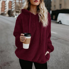 Load image into Gallery viewer, Full Size Quarter-Zip Drawstring Teddy Hoodie
