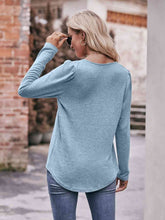 Load image into Gallery viewer, Double Take Pleated Detail Curved Hem Long Sleeve Top
