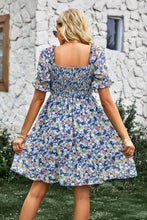Load image into Gallery viewer, Floral Square Neck Smocked Frill Trim Dress

