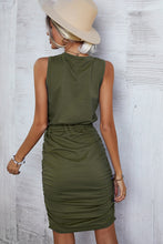 Load image into Gallery viewer, Contrast Drawstring Waist Sleeveless Mini Dress
