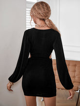 Load image into Gallery viewer, Puff Sleeve Cutout Mini Velvet Dress
