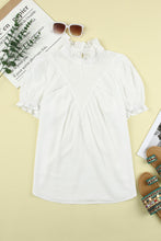 Load image into Gallery viewer, Eyelet Ruffle Collar Flounce Sleeve Top
