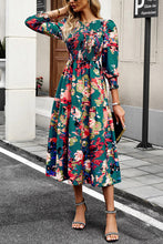 Load image into Gallery viewer, Printed Smocked Lantern Sleeve Ruffled Dress
