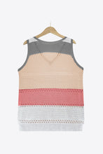 Load image into Gallery viewer, Striped Openwork V-Neck Knit Tank
