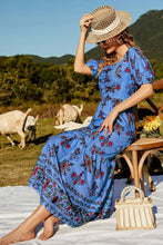 Load image into Gallery viewer, Floral Ruched Puff Sleeve Tiered Maxi Dress
