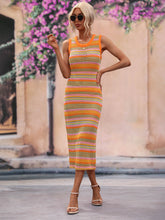 Load image into Gallery viewer, Striped Round Neck Sleeveless Midi Cover Up Dress
