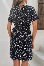 Load image into Gallery viewer, Animal Print Belted Keyhole Round Neck Dress
