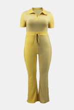 Load image into Gallery viewer, Plus Size Two-Tone Ribbed Top and Drawstring Pants Set
