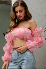 Load image into Gallery viewer, Tie-Dye Bubble Sleeve Off-Shoulder Crop Top
