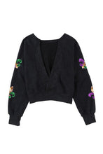 Load image into Gallery viewer, Cutout Sequin Round Neck Sweatshirt
