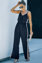 Load image into Gallery viewer, Leopard Contrast Spaghetti Strap Wide Leg Jumpsuit
