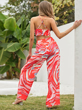 Load image into Gallery viewer, Printed Halter Neck Cropped Top and Drawstring Pants Set
