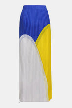 Load image into Gallery viewer, Tricolor Accordion Pleated Elastic Waist Skirt
