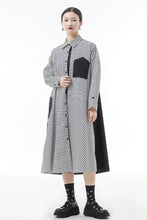 Load image into Gallery viewer, Printed Two-Tone Button Down Shirt Dress
