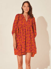 Load image into Gallery viewer, Floral Tie Neck Balloon Sleeve Dress
