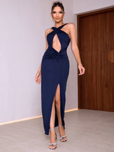 Load image into Gallery viewer, Cutout Crisscross Gathered Detail Split Dress
