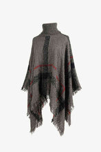 Load image into Gallery viewer, Plaid Turtleneck Raw Hem Poncho
