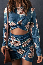 Load image into Gallery viewer, Twisted Cutout Printed Long Sleeve Dress
