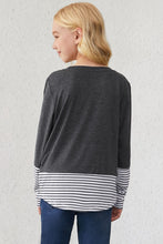 Load image into Gallery viewer, Girls Striped Color Block Sequin Pocket Top
