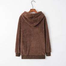 Load image into Gallery viewer, Full Size Quarter-Zip Drawstring Teddy Hoodie
